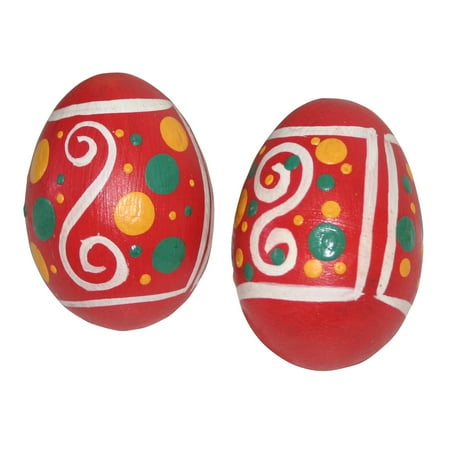 Wooden Egg Shaker Set, Pink Hand Painted Design