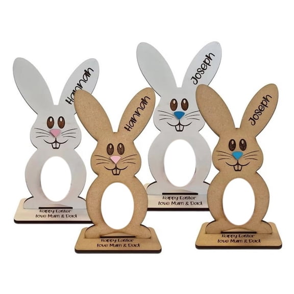 Wooden Egg Stand Bunny Rack Easter Holder for Kinder Eggs Personalized Table Kids (No Eggs)