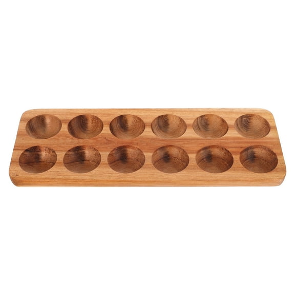 Wooden Egg Tray 12 Eggs Holder Chicken Eggs Display Tray Rectangle Egg Plate For Kitchen Refrigerator Countertop Display Or Storage