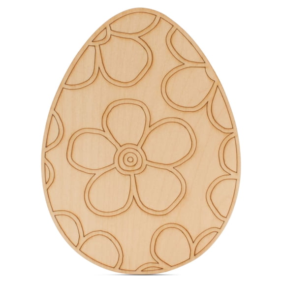 Wooden Eggs for Easter Crafts, Floral, 7-Inch, 1/8 Inch Thick Wood Cutouts, Pack of 10 for Basket Stuffers/Ornaments, by Woodpeckers