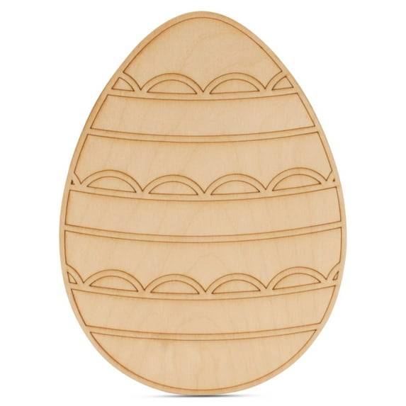Wooden Eggs for Easter Crafts, Scalloped, 8-Inch, 1/8 Inch Thick Wood Cutouts, Pack of 5 for Basket Stuffers/Ornaments, by Woodpeckers