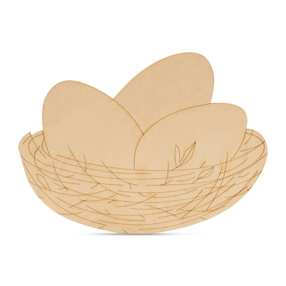 Wooden Eggs in Nest for Easter Crafts, 3-Inch, 1/8 Inch Thick Wood Cutouts, Pack of 25 for Basket Stuffers & Ornaments, by Woodpeckers