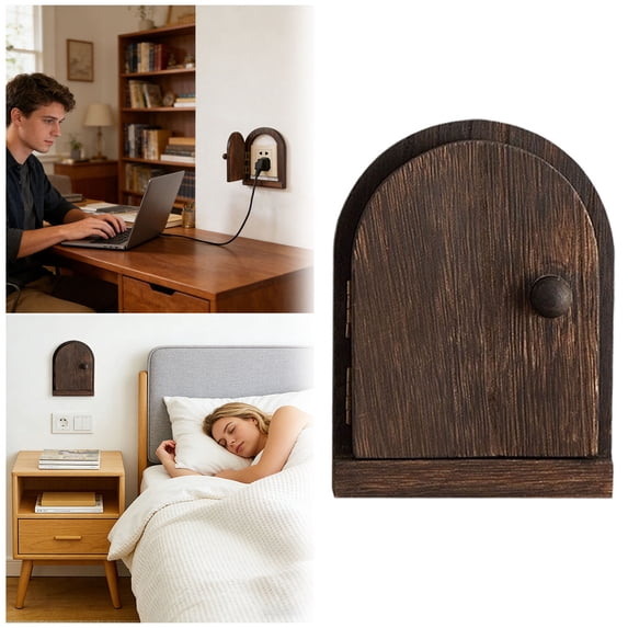 Wooden Electrical Outlet & Switch Cover Decorative Mini Door Socket Wall Plate Rustic Child Safety Switch Plate Cover for Home Living Room Bedroom Nursery