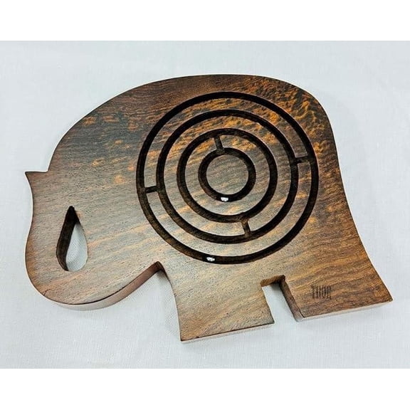 Thor Instruments Wooden Elephant Puzzle Game Skill & Action Board Game with 3 Metal Balls 9.5 Inch