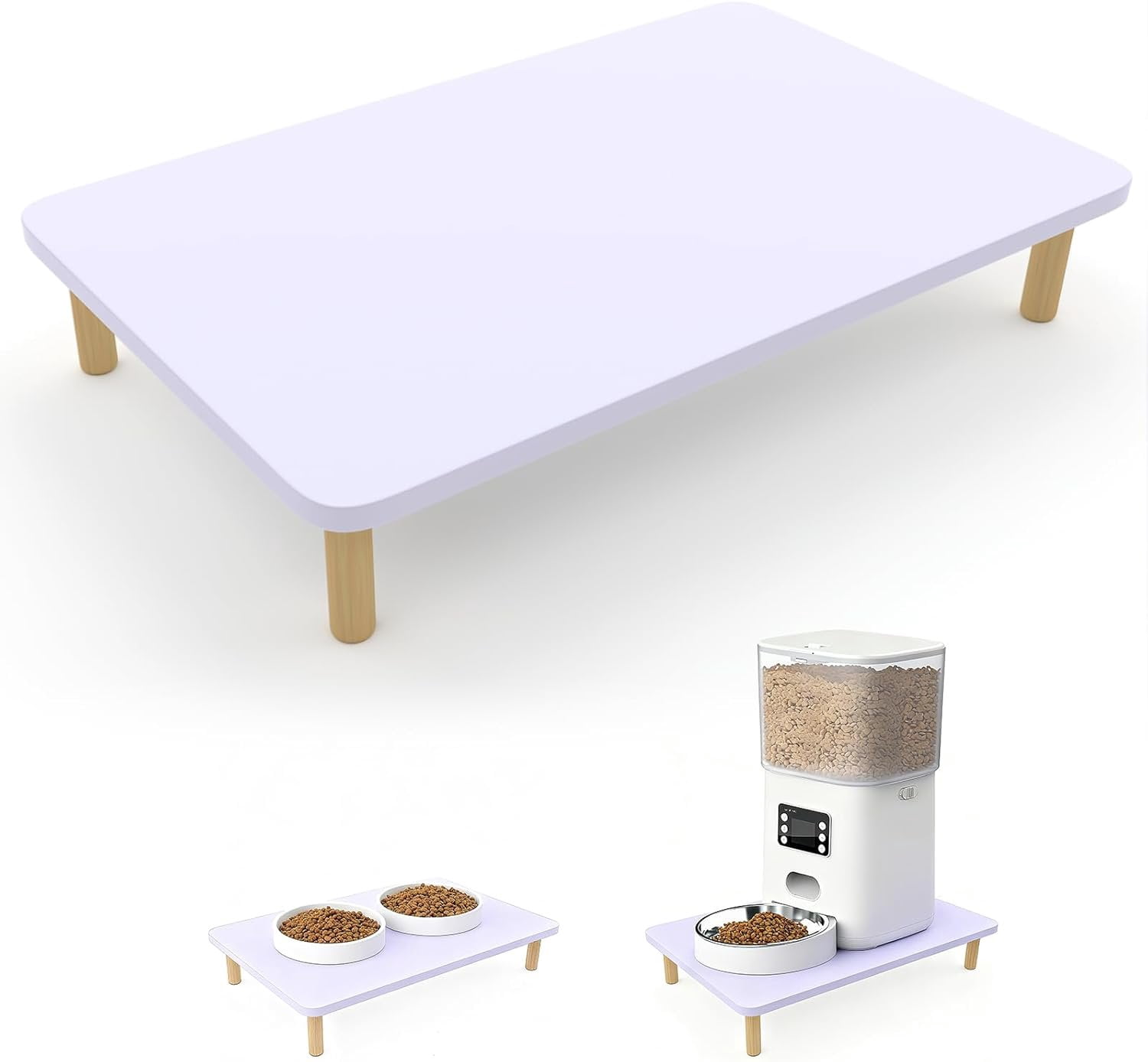 Wooden Elevated   Stand - Raised Pet Feeding Table for Cats and Dogs, Compatible with  Bowls & Automatic Feeders, Solid   Platform L(15.7 * 9.5in