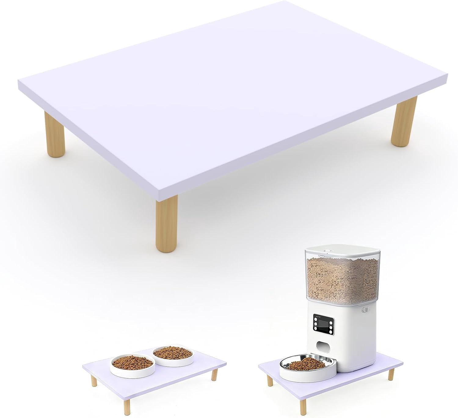 Wooden Elevated   Stand - Raised Pet Feeding Table for Cats and Dogs, Compatible with  Bowls & Automatic Feeders, Solid   Platform S(11.8 * 7.9 in