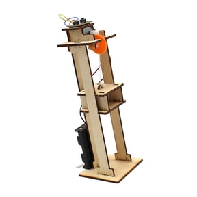 Wooden Elevator, DIY Kits, Creativity Innovation Science Experiment for Teaching Prop Beginners Creative Gift 65mmx65mmx200mm