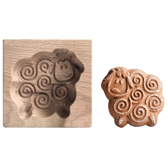Wooden Embossed Cookie Mold Set for DIY Baking - Christmas and Thanksgiving Craft Decorative Tools with Traditional Designs - Sheep