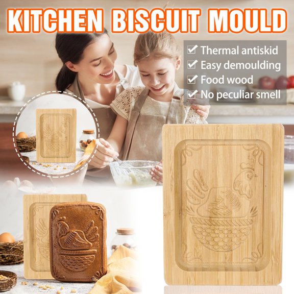 Wooden Embossing Cookie Mold, DIY Animal Pattern Biscuit Press, Non-Stick Cookie Stamp for Baking & Crafting -Chicken