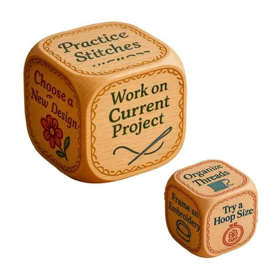 Wooden Embroidery Dice Game Handmade Sewing Craft Educational Toy For Kids Adults Party Favor