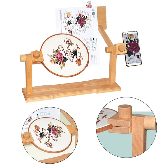 Wooden Embroidery Hoop Stand Cross Stitch Holder Portable Frame Rack DIY Sewing 44*12*22cm Used in Cross Stitch, Needlepoint, Embroidery