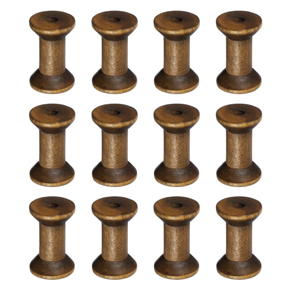 Wooden Empty Spools, Empty Sewing Bobbins Thread Holder Unfinished Wood Spool for Arts DIY, 2 In & 12 Pcs & Brown