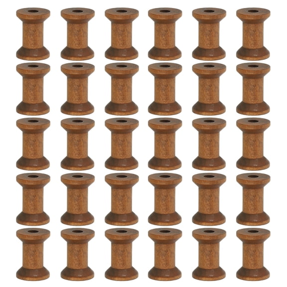 Wooden Empty Spools, Unfinished Wood Thread Spools Fit for Embroidery Sewing Machines Crafts Wire Weaving Bobbins Brown 1.2"x0.8"