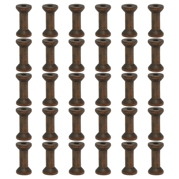 Wooden Empty Spools, Unfinished Wood Thread Spools Fit for Embroidery Sewing Machines Crafts Wire Weaving Bobbins Dark Brown 1.6"x0.9"