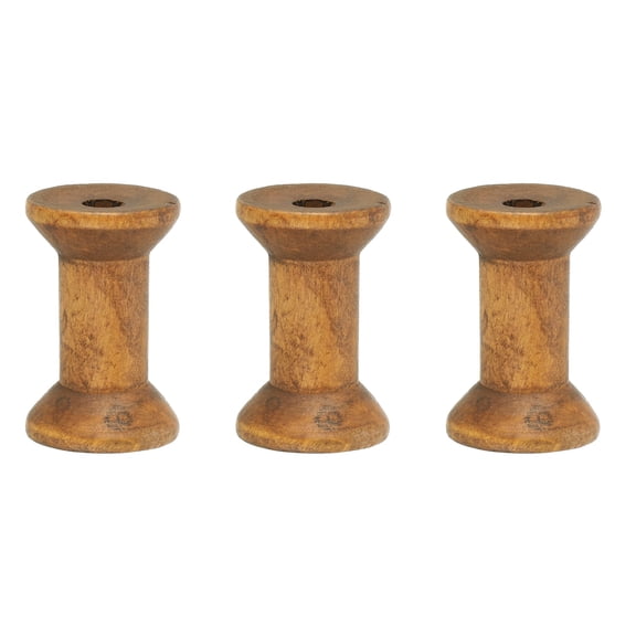 Wooden Empty Spools Unfinished Wood Thread Spools for Embroidery and Sewing Machines Crafts Wire Weaving Bobbins Brown 2"x1.2"