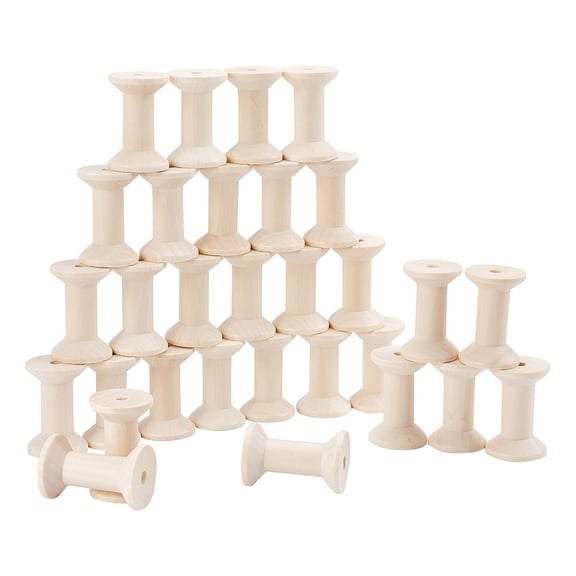 Wooden Empty Spools for Wire Thread Bobbins BurlyWood 47x31mm Hole: 7mm for DIY