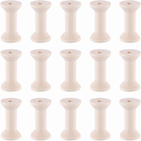 Wooden Empty Spools for Wire Thread Bobbins BurlyWood 4x2.05cm 15pcs