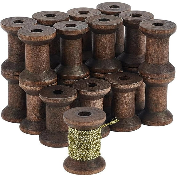 Wooden Empty Spools for Wire Thread Bobbins Coconut Brown 3x2.1~2.15cm