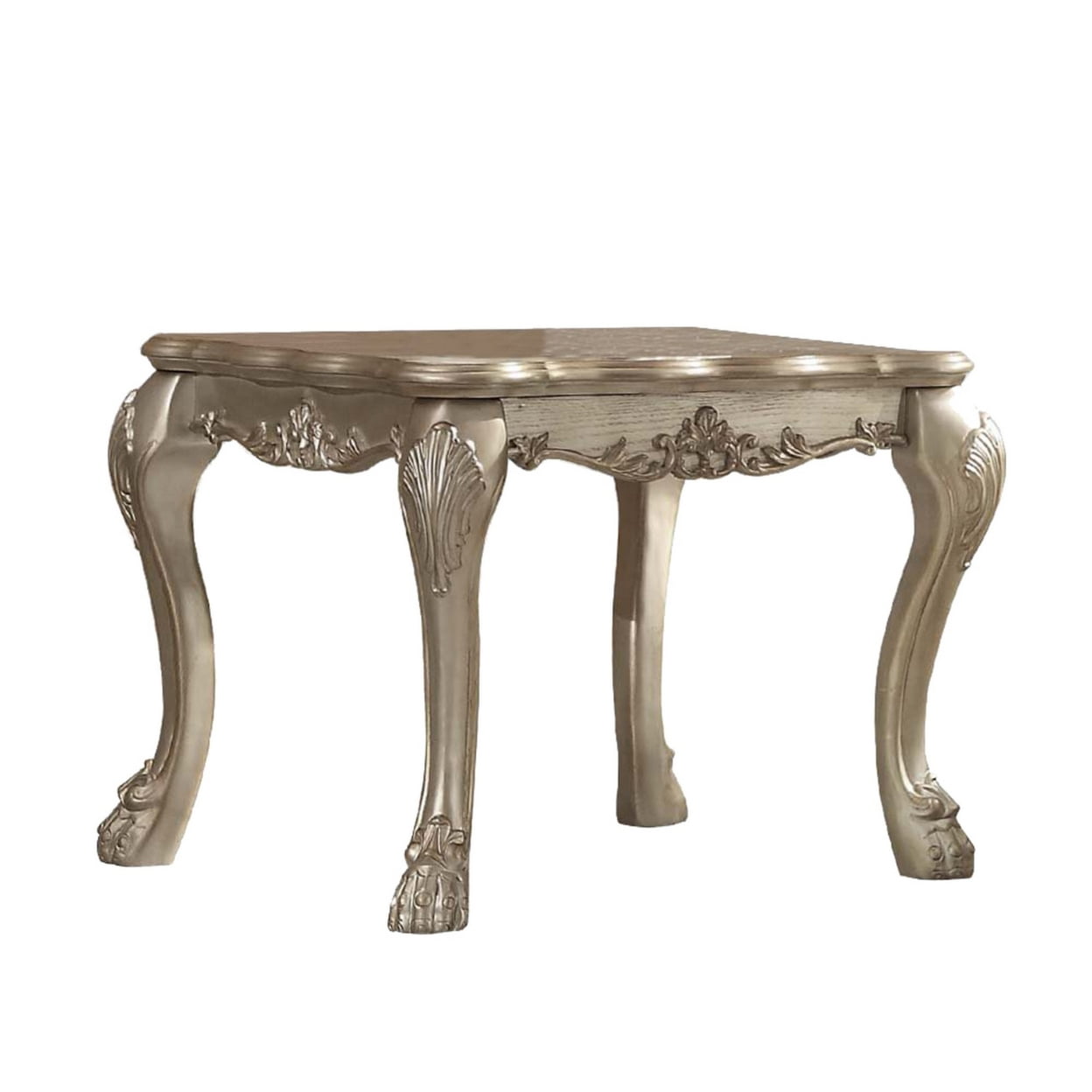 28" Gold Patina Wood Veneer Rectangular End Table