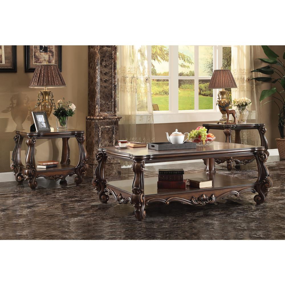 Versailles Cherry Oak Rectangular End Table with Scrolled Legs