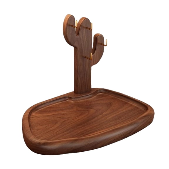 Wooden Entryway Key Holder 9.1x5.9x6.3in - Tabletop Organizer With Hook & Shelf For Glasses Watch Wallet Phone Home Decor