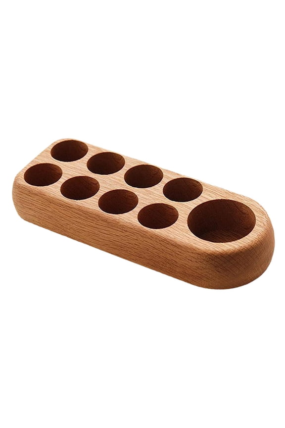 Wooden Essential Oil Display Rack Bottles Tray Holds 9 Bottles Rectangle 9 Holes