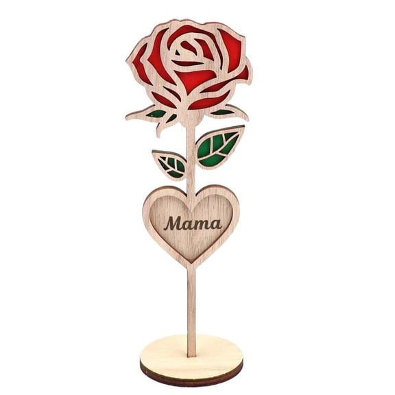 Wooden Eternal Rose Desktop Ornament Mom Gift Romantic Home Decor For Living Room Bedroom Anniversary Present Red