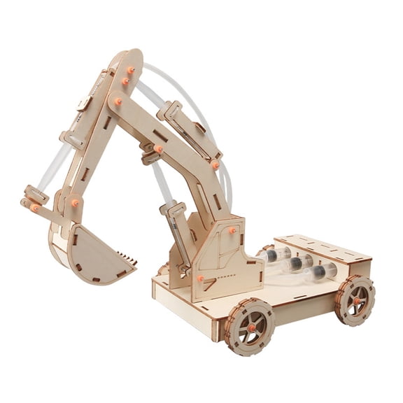 Wooden Excavator Building Toy Set Hands on Assembly Mechanical Engineering Model