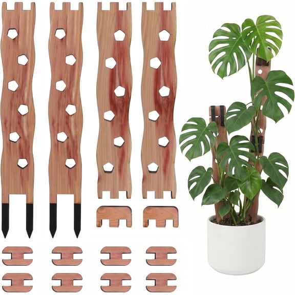 Wooden Extendable Plant Trellis for Potted Plants Indoor, Expandable Plant Support for Monstera, Pothos & Philodendron, 2-in-1 Climbing Trellis with Adjustable Shape for Houseplants(2 Sets)
