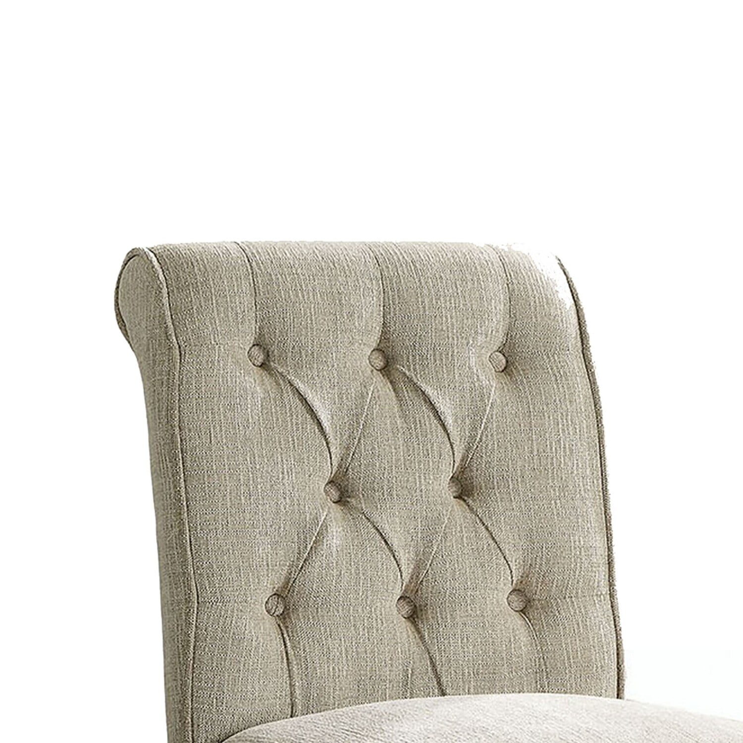 Ivory Cream Chenille and Bold Black Wooden Counter Height Chair, Set of 2
