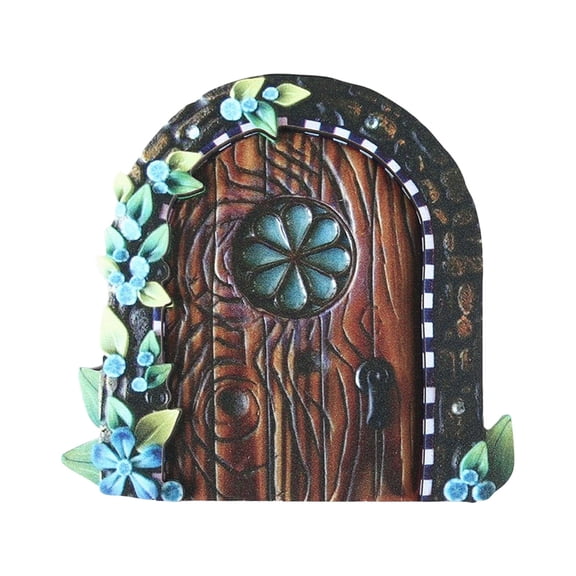 Wooden Fairy Gate Desktop Ornament for Garden Shelf and Magical Home Accent Display - Blue