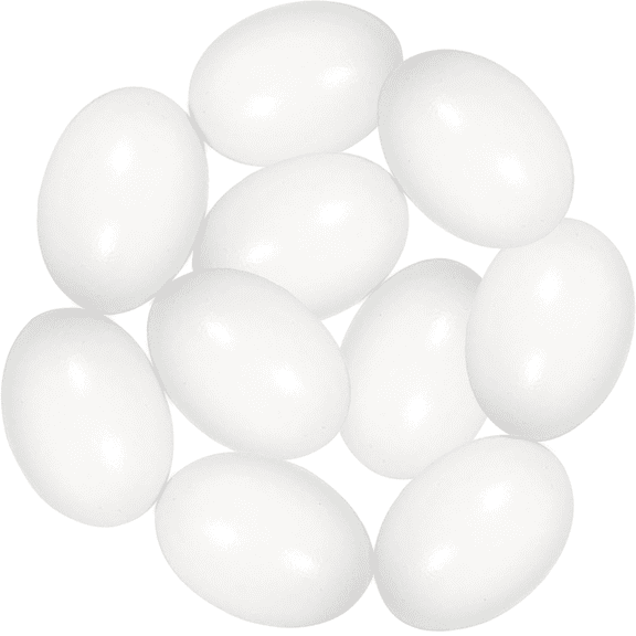 Wooden Fake Eggs for Nesting Boxes, 10PCS White Easter Eggs for Craft Pretend Play Kitchen Accessories