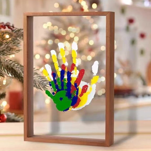 Wooden Family Handprint Kit for New Parents Gifts - with 6 Paints