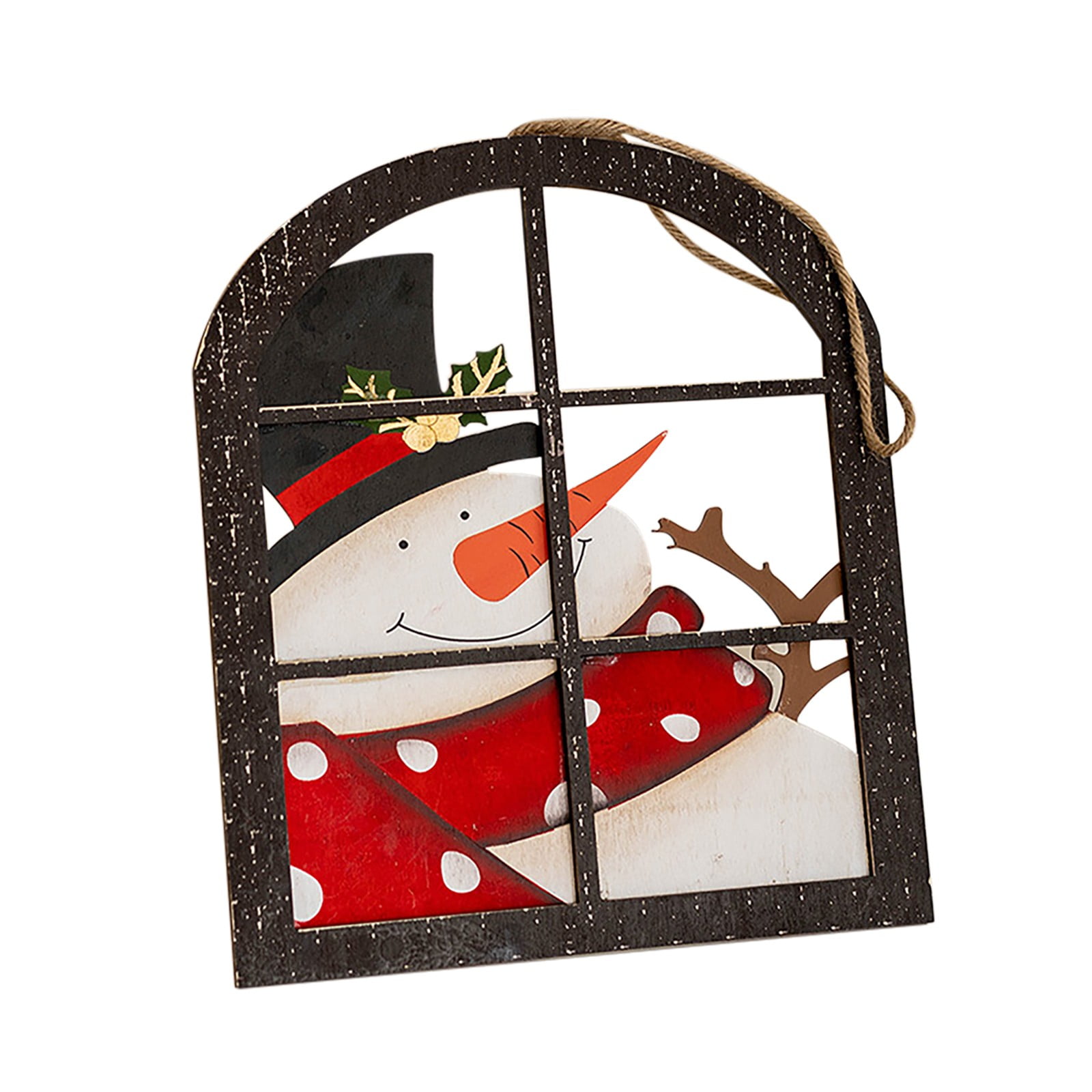 Wooden Farmhouse Christmas Tree Ornaments Wooden Hollow Santa Pendants