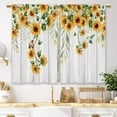 thumbnail image 1 of Wooden Farmhouse Sunflower Kitchen Curtains Rustic Country Wood Sunflower Small Short Cafe Window Curtains Flower Floral Plant Bathroom Drapes Treatment Tier Curtains 2 Panels (27.5x36 Inch), 1 of 6