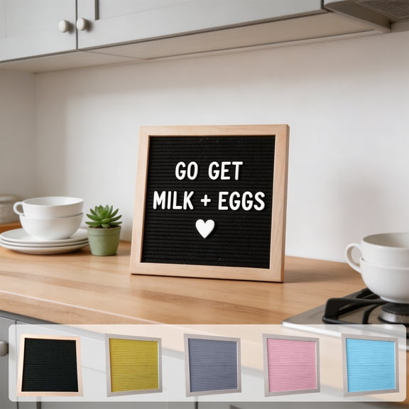 Wooden Felt Letter Board Message Board Set with Letters Numbers and Symbols for Home Classroom Party and Office Decor