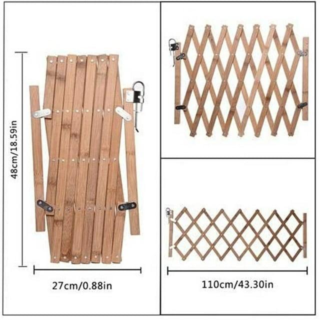 Wooden Fence Retractable Guard Divider Gate Sliding Door Standing Metal