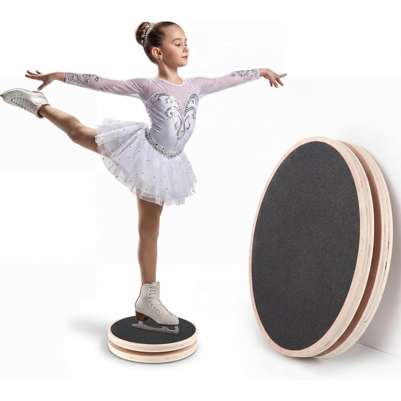 Wooden Figure Skating Spinner Board, 8 Inch Non Slip Ice Skate Pirouette Turning Board for Off Ice Spin Practice, Ballet, Gymnast, Cheerleader Balance Training Spin Disc