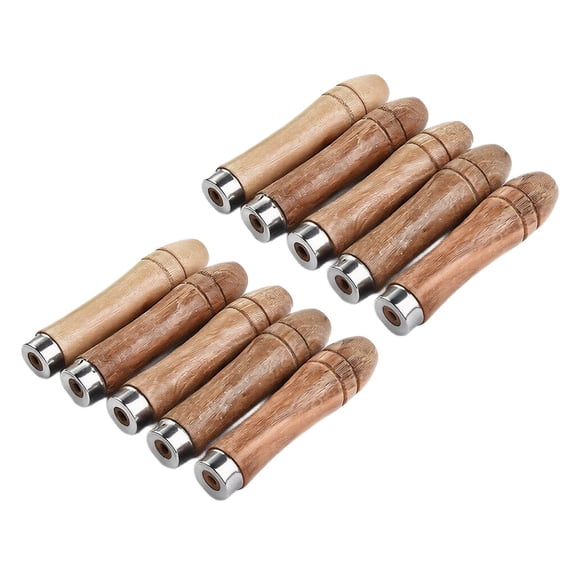 Wooden File Handles 10 Pack 3.54 Inch with Metal Collar Ergonomic Replacement Grips for 4-6 Inch Files Rasps and Drills Woodworking Hand Tool Accessories