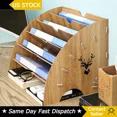thumbnail image 1 of Wooden File Rack Desktop A4 Document Storage Shelf Fan-Shaped Office Organizer, 1 of 5