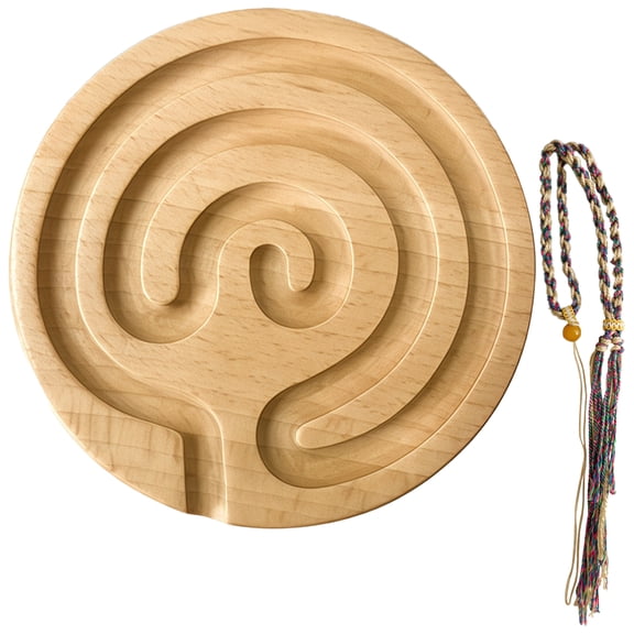 Wooden Finger Labyrinth Breathing Board, For Anxiety Relief And Mindfulness Meditation, Portable Stress-Relief Fidget Tool, With Manual And Decorative Rope, Safe Design