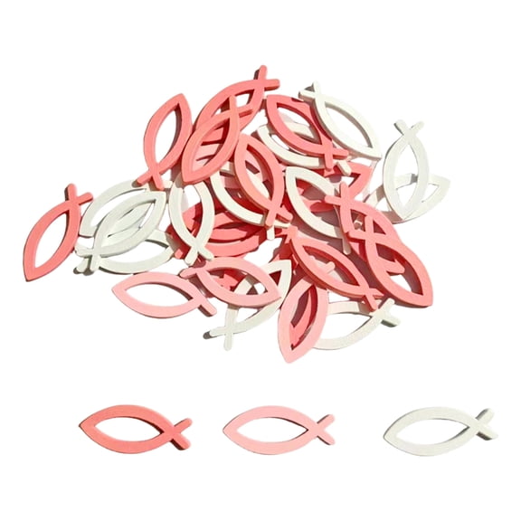Wooden Fish Baptisms Confetti Set of 90 Ceremony Table Decors Christening Party Supplies for Event