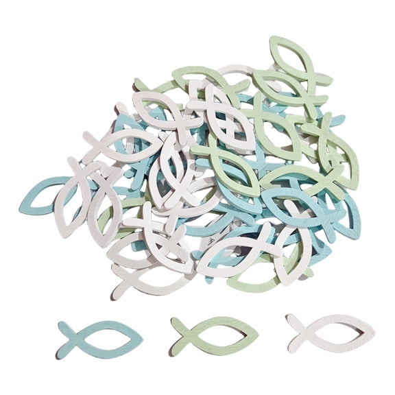 Wooden Fish Baptisms Confetti Set of 90 Religious Ceremony Table Decors Christening Party Supplies for Kids Church Event