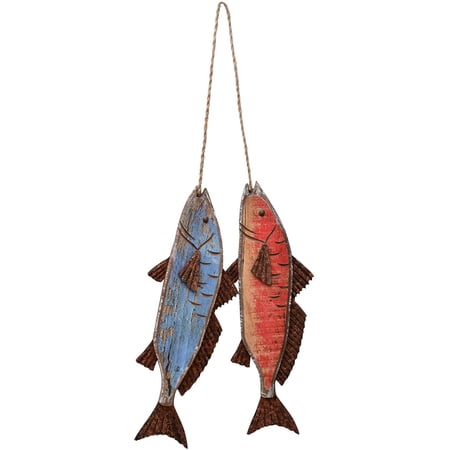 Wooden Fish Decor Hanging Wood Fish Decorations for Wall, Rustic Nautical Fish Decor Beach Theme Home Decoration Fish Sculpture Home Decor for Bathroom Bedroom Lake House Decoration (Blue & Red) price history and forecast - Attraction Design