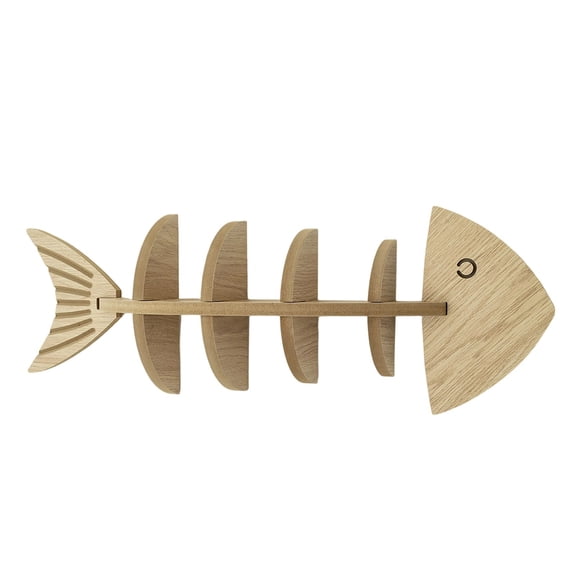 Wooden Fish Shape Wall Shelf Creative Wall Mounted Storage Organizer For Living Room Rustic Home Decor Display ShelfKhaki-23X70Cm