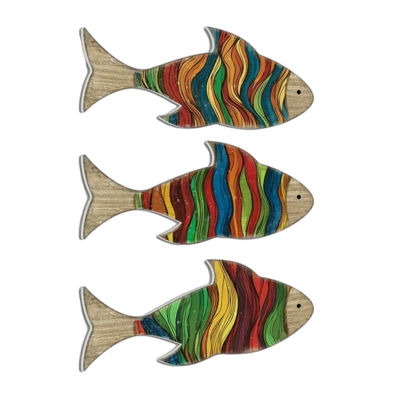 Wooden Fish Wall Art 3 Pcs Wooden Tropical Fish Wall Art Coastal Theme Vintage Wall Sculpture for Bedroom Room Kitchen Nursery Cottage Easy Install
