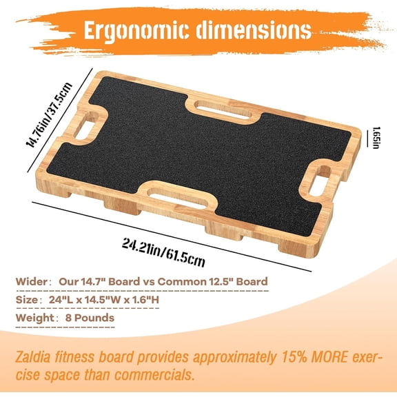 Wooden Fitness Board - Resistance Band Workout Footplate with Foam Pad & Storage Bag - Wood Exercise Step Platform with Non-Slip Surface for Home Body Gym, Strength Training