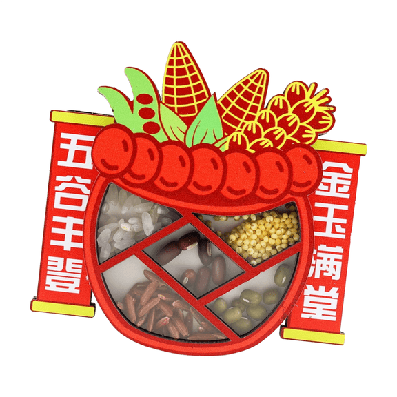 Wooden Five Grains Abundance Magnet Sticker for Refrigerator China-Chic Decor