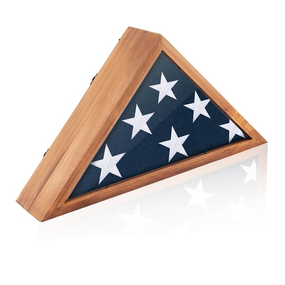Wooden Flag Display Case for 3"x5" Folded American Flag 44x23x8.5cm Small Military Flags Frame Wall Mounted Flag Cases for Veterans with Clear Acrylic Windows for Home Decor DIY