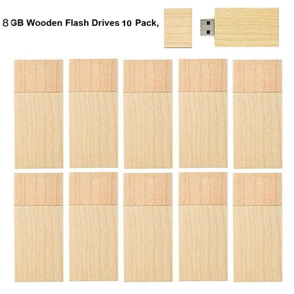 Wooden Flash Drive 8GB USB Drive 2.0 Maple Drive Memory Stick (8GB * 10 Pack Maple)